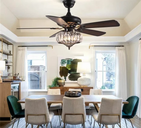 Ultra-Quiet Ceiling Fan with Remote and LED Lighting for Bedroom & Living Room
